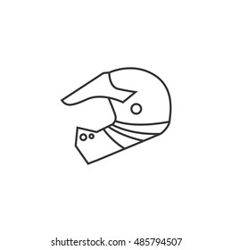 Motorcycle helmet icon in thin outline style. Sport protection safety head