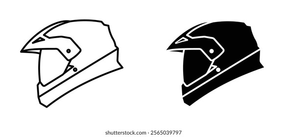 Motorcycle helmet icons in outline and fill. vector illustration for ui.