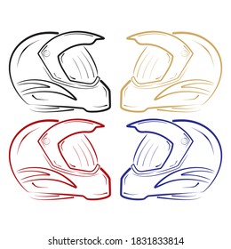 Motorcycle Helmet Isolated On White Background. Motorcycle Helmet Vector Outline.