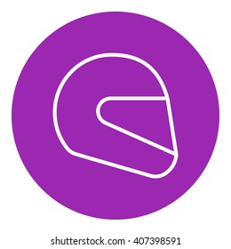 Icono de línea de casco de motocicleta.