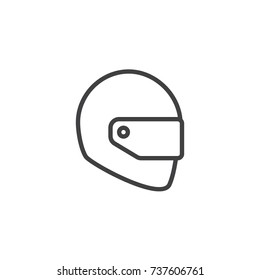 Motorcycle helmet line icon, outline vector sign, linear style pictogram isolated on white. Safety symbol, logo illustration. Editable stroke