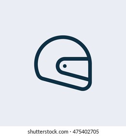 Motorcycle Helmet Line Icon, Vector Illustration