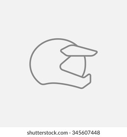 Motorcycle helmet line icon for web, mobile and infographics. Vector dark grey icon isolated on light grey background.