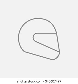 Motorcycle helmet line icon for web, mobile and infographics. Vector dark grey icon isolated on light grey background.