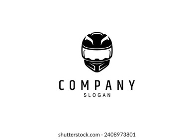 Motorradhelm-Logo mit flachem Vorlagendesign-Vektorgrafik