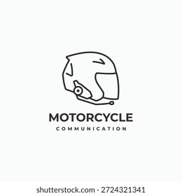 Casco de motocicleta con sistema de intercomunicación montado símbolo de comunicación inalámbrica símbolo de logotipo signo de estilo lineal Ilustración vectorial