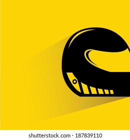 motorcycle helmet on yellow background, shadow and flat style