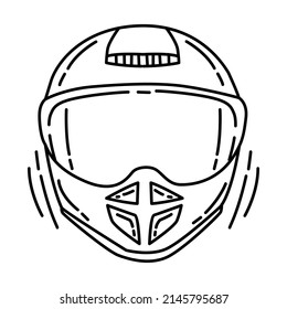 Motorcycle Helmet Part of Biker and Accessories Hand Drawn Icon Set Vector.