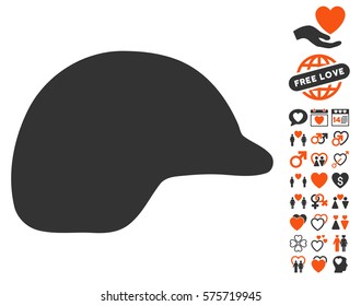Motorcycle Helmet pictograph with bonus love pictograph collection. Vector illustration style is flat iconic elements for web design, app user interfaces.