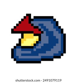 Motorcycle helmet in pixel art style