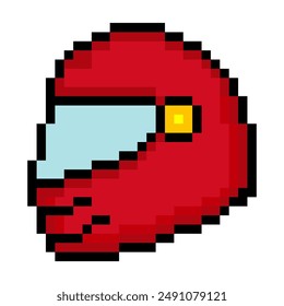 Motorcycle helmet in pixel art style