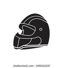 Motorcycle helmet racing icon simple black style