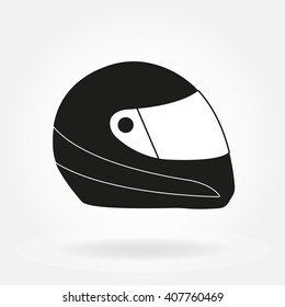 Motorcycle helmet. Racing helmet icon. Vector illustration.