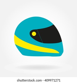 Motorcycle helmet. Racing moto helmet. Colorful vector illustration.