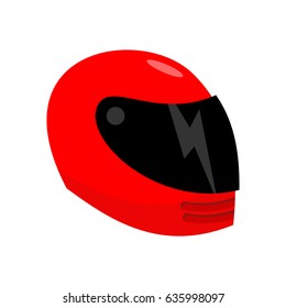 Motorcycle helmet red isolated. Racer helmet on white background