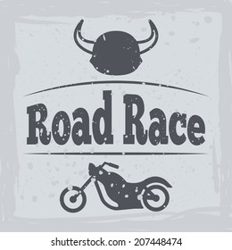 Motorcycle helmet rider vintage retro poster in gray color vector illustration