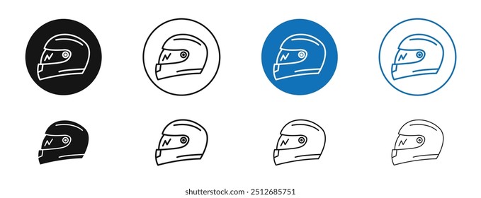 Motorcycle helmet in set in black and blue color