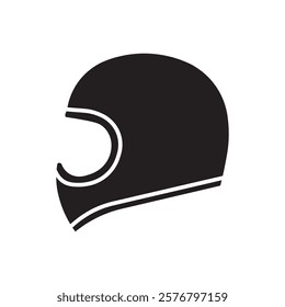 Motorcycle helmet silhouette icon design. Retro helmet silhouette icon design illustration. Isolated on white background. 