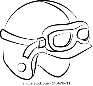 Esbozo de casco de motocicleta, ilustración, vector sobre fondo blanco.