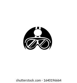 Motorcycle helmet. Helmet with sport glasses icon isolated, minimal design. Vector illustration