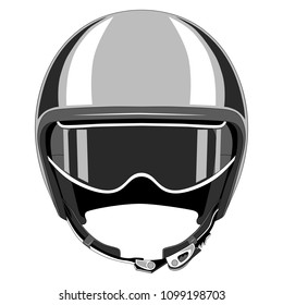 Motorcycle helmet with strap.