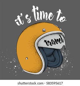 Motorcycle helmet. It's time to travel/ Vector illustration