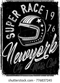 Motorcycle Helmet Typography New York Sports Club