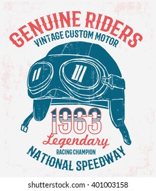 Motorcycle Helmet with Typography . Vector graphic for t shirt
