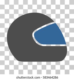 Motorcycle Helmet vector icon. Illustration style is flat iconic bicolor cobalt and gray symbol on a transparent background.