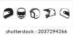 Motorcycle helmet vector icon set. Racing team helmet vector illustration