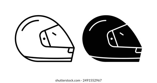 motorcycle helmet vector icon set in black color.