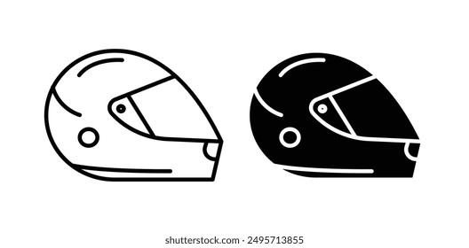 motorcycle helmet vector icon set in black color.