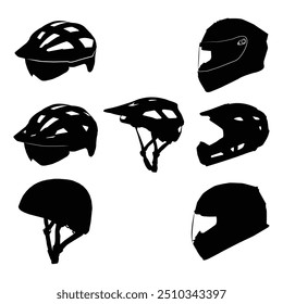 Motorcycle helmet vector icon set