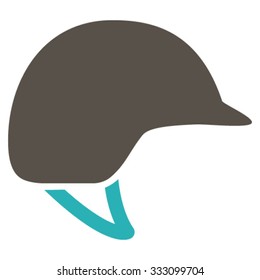 Motorcycle Helmet vector icon. Style is bicolor flat symbol, grey and cyan colors, rounded angles, white background.