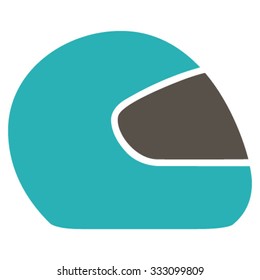 Motorcycle Helmet vector icon. Style is bicolor flat symbol, grey and cyan colors, rounded angles, white background.
