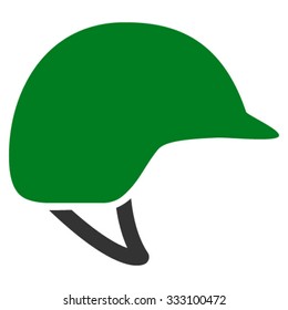 Motorcycle Helmet vector icon. Style is bicolor flat symbol, green and gray colors, rounded angles, white background.