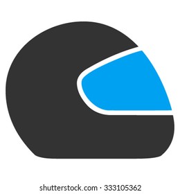 Motorcycle Helmet vector icon. Style is bicolor flat symbol, blue and gray colors, rounded angles, white background.