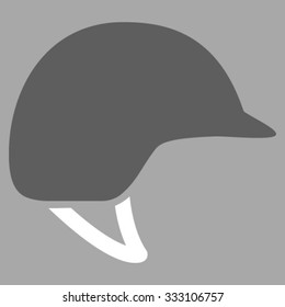 Motorcycle Helmet vector icon. Style is bicolor flat symbol, dark gray and white colors, rounded angles, silver background.