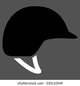 Motorcycle Helmet vector icon. Style is bicolor flat symbol, black and white colors, rounded angles, gray background.