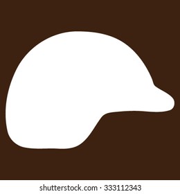 Motorcycle Helmet vector icon. Style is flat symbol, white color, rounded angles, brown background.