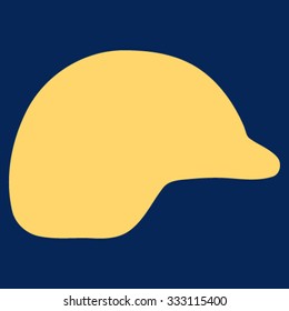 Motorcycle Helmet vector icon. Style is flat symbol, yellow color, rounded angles, blue background.