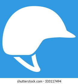 Motorcycle Helmet vector icon. Style is flat symbol, white color, rounded angles, blue background.