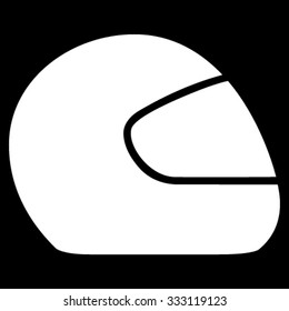 Motorcycle Helmet vector icon. Style is flat symbol, white color, rounded angles, black background.
