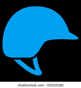 Motorcycle Helmet vector icon. Style is flat symbol, blue color, rounded angles, black background.