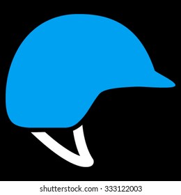 Motorcycle Helmet vector icon. Style is bicolor flat symbol, blue and white colors, rounded angles, black background.