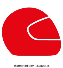 Motorcycle Helmet vector icon. Style is flat symbol, red color, rounded angles, white background.