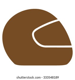 Motorcycle Helmet vector icon. Style is flat symbol, brown color, rounded angles, white background.