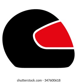 Motorcycle Helmet vector icon. Style is bicolor flat symbol, intensive red and black colors, rounded angles, white background.