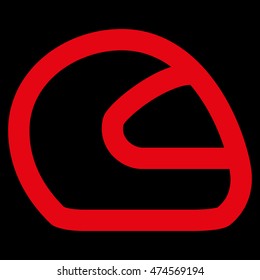 Motorcycle Helmet vector icon. Style is linear flat icon symbol, red color, black background.