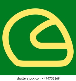 Motorcycle Helmet vector icon. Style is linear flat icon symbol, yellow color, green background.